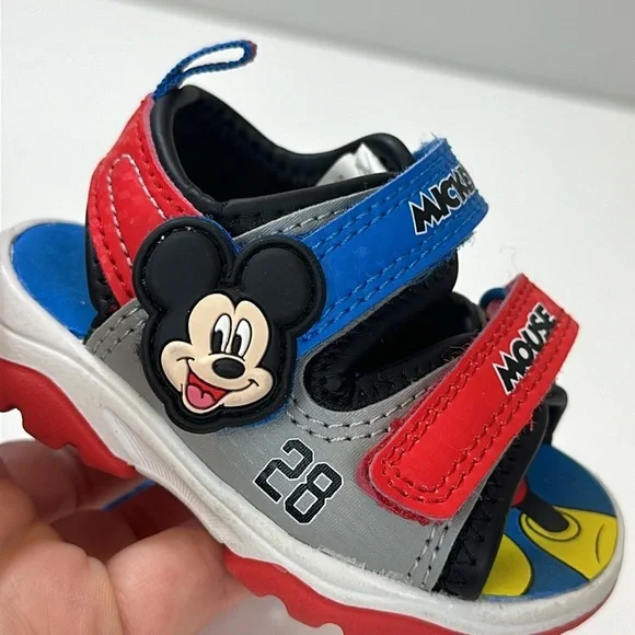 Disney Junior Mickey Mouse Sandals Kids Childrens Baby Size 2 Red Blue Summer - Picture 10 of 16